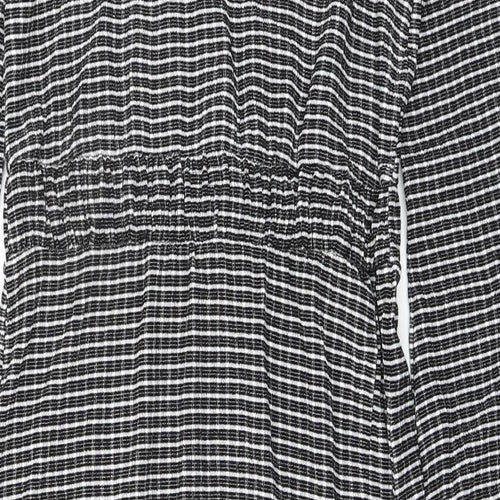 AKDL Womens Black Geometric Polyester Maxi Size M V-Neck Pullover