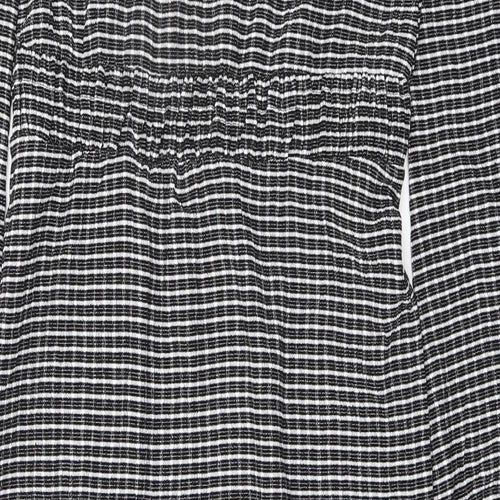 AKDL Womens Black Geometric Polyester Maxi Size M V-Neck Pullover