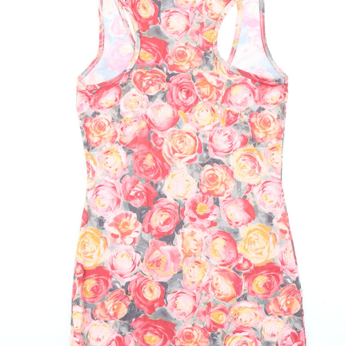 Cotton Candy Womens Multicoloured Floral Nylon Mini Size S Scoop Neck Pullover