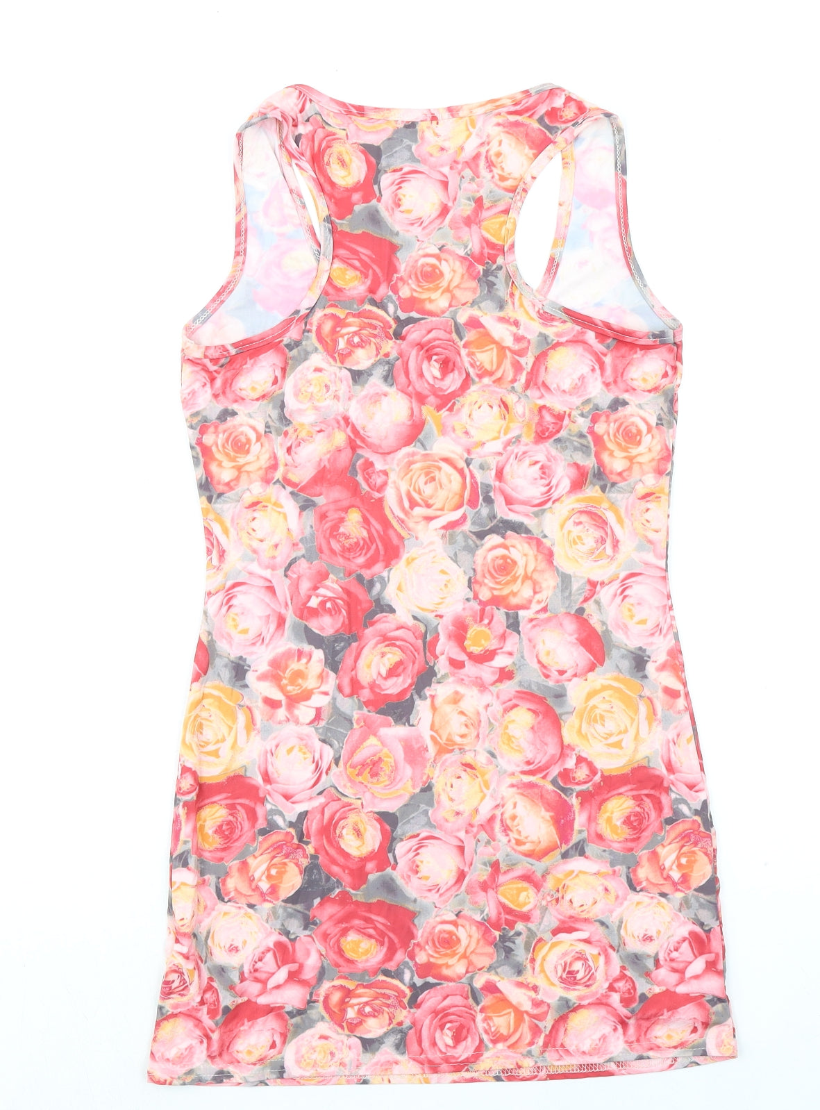 Cotton Candy Womens Multicoloured Floral Nylon Mini Size S Scoop Neck Pullover