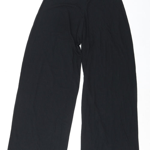 Long Tall Sally Womens Black Polyester Trousers Size 10 L35 in Regular - Ribbed Fabric