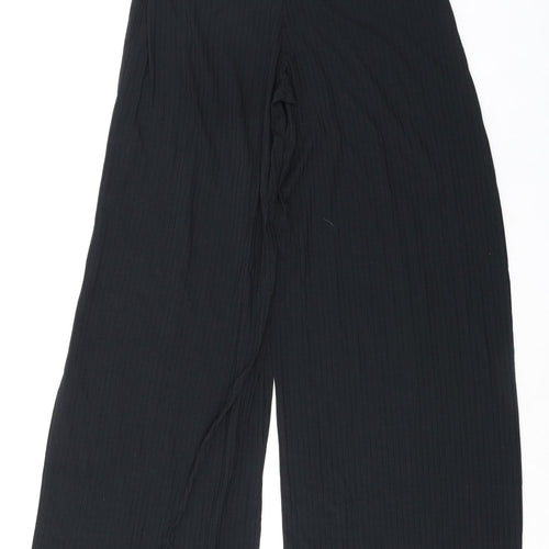 Long Tall Sally Womens Black Polyester Trousers Size 10 L35 in Regular - Ribbed Fabric