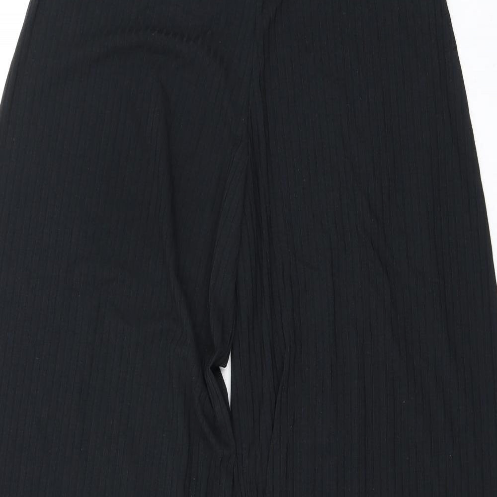 Long Tall Sally Womens Black Polyester Trousers Size 10 L35 in Regular - Ribbed Fabric