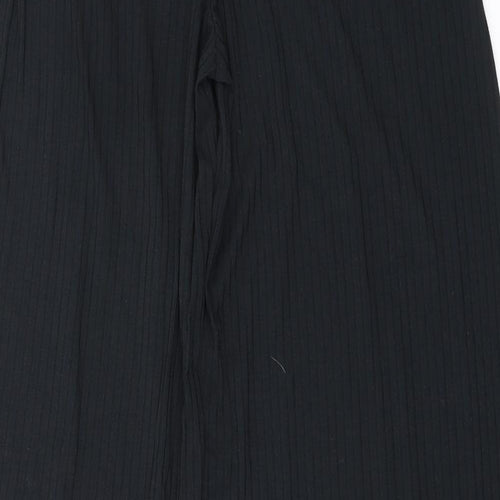 Long Tall Sally Womens Black Polyester Trousers Size 10 L35 in Regular - Ribbed Fabric