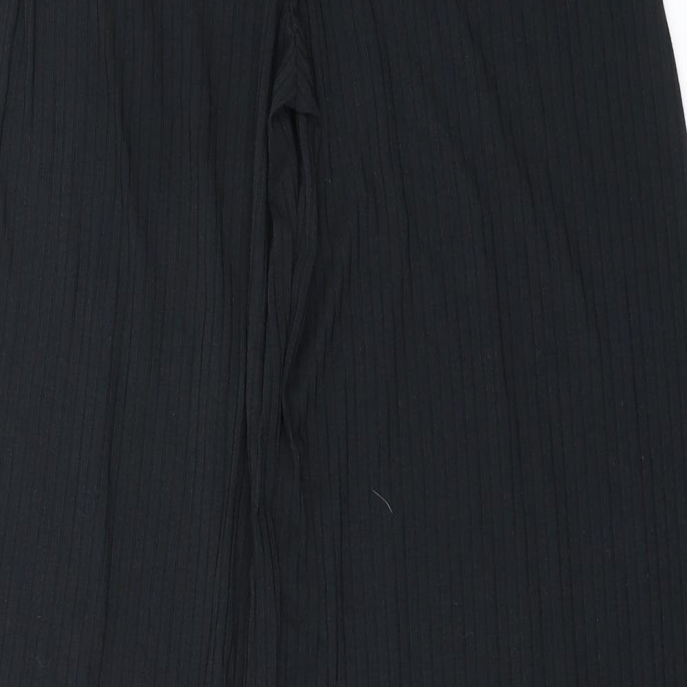 Long Tall Sally Womens Black Polyester Trousers Size 10 L35 in Regular - Ribbed Fabric