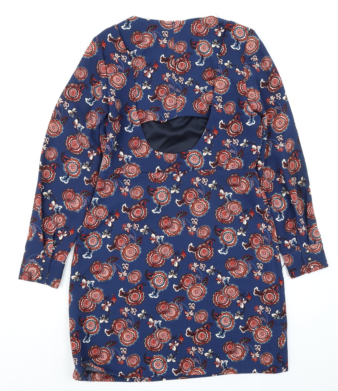 Zara Womens Multicoloured Floral Polyester A-Line Size L Round Neck Zip