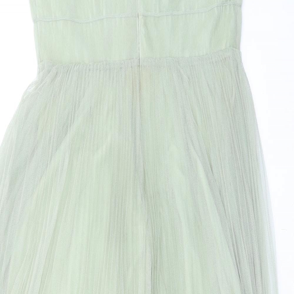 ASOS Womens Green Polyester Ball Gown Size 14 V-Neck Zip