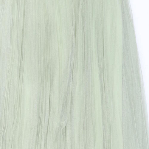 ASOS Womens Green Polyester Ball Gown Size 14 V-Neck Zip