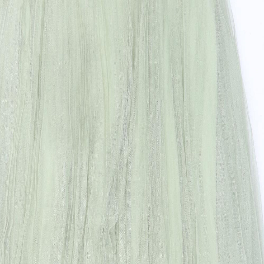 ASOS Womens Green Polyester Ball Gown Size 14 V-Neck Zip