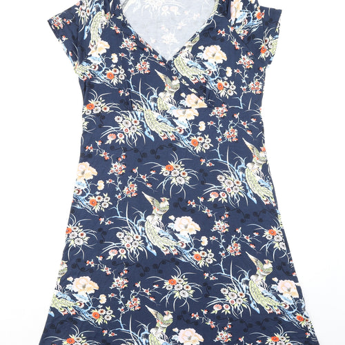 Joe Browns Womens Multicoloured Geometric Viscose A-Line Size 16 V-Neck Pullover - Bird Floral Print