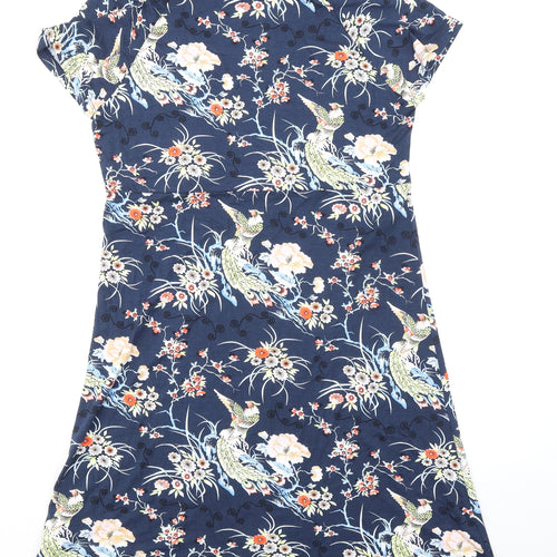 Joe Browns Womens Multicoloured Geometric Viscose A-Line Size 16 V-Neck Pullover - Bird Floral Print