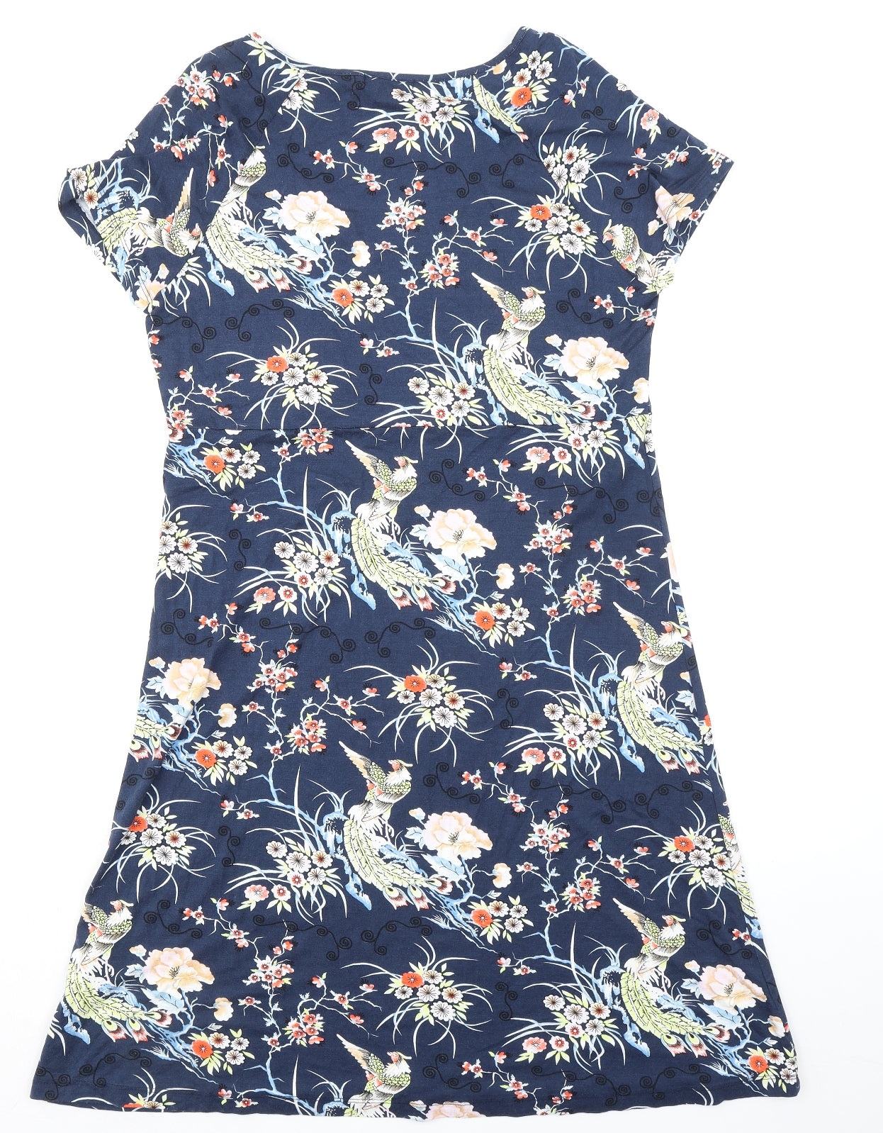 Joe Browns Womens Multicoloured Geometric Viscose A-Line Size 16 V-Neck Pullover - Bird Floral Print