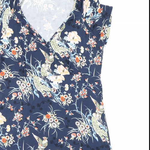 Joe Browns Womens Multicoloured Geometric Viscose A-Line Size 16 V-Neck Pullover - Bird Floral Print