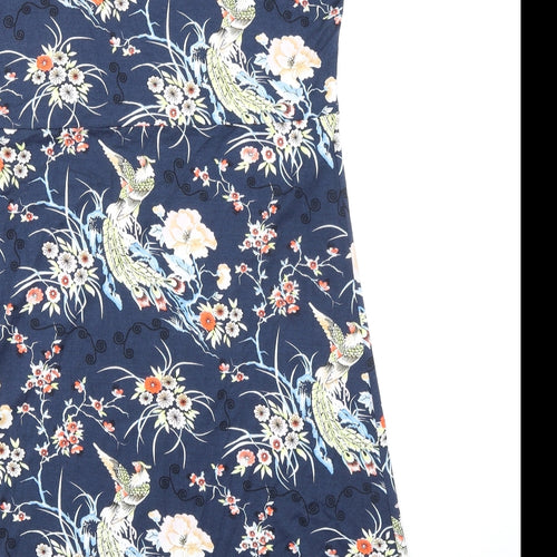 Joe Browns Womens Multicoloured Geometric Viscose A-Line Size 16 V-Neck Pullover - Bird Floral Print