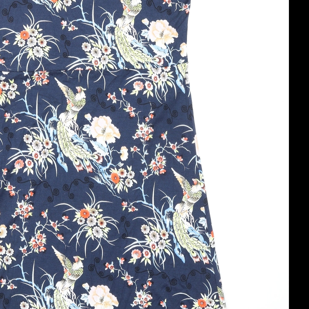 Joe Browns Womens Multicoloured Geometric Viscose A-Line Size 16 V-Neck Pullover - Bird Floral Print