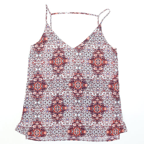 Just Jeans Womens Multicoloured Geometric Polyester Basic Tank Size 10 V-Neck