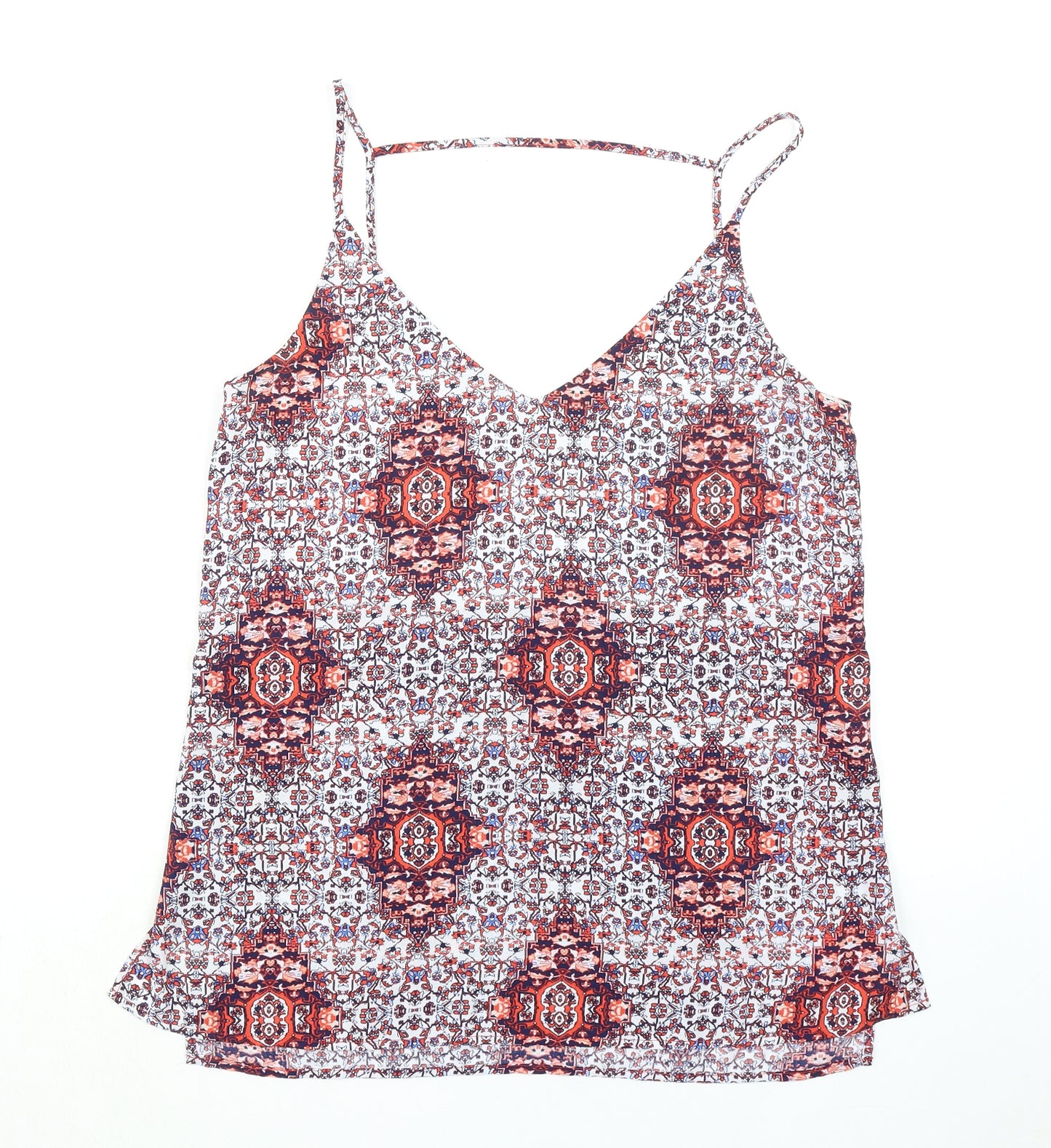 Just Jeans Womens Multicoloured Geometric Polyester Basic Tank Size 10 V-Neck
