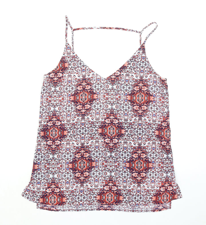 Just Jeans Womens Multicoloured Geometric Polyester Basic Tank Size 10 V-Neck