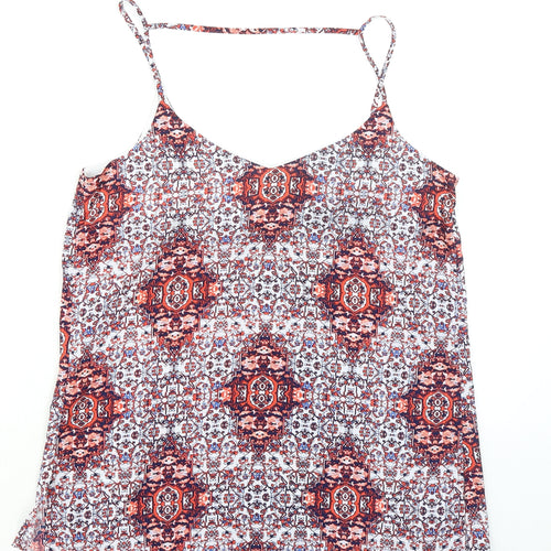 Just Jeans Womens Multicoloured Geometric Polyester Basic Tank Size 10 V-Neck