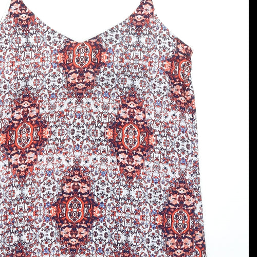 Just Jeans Womens Multicoloured Geometric Polyester Basic Tank Size 10 V-Neck