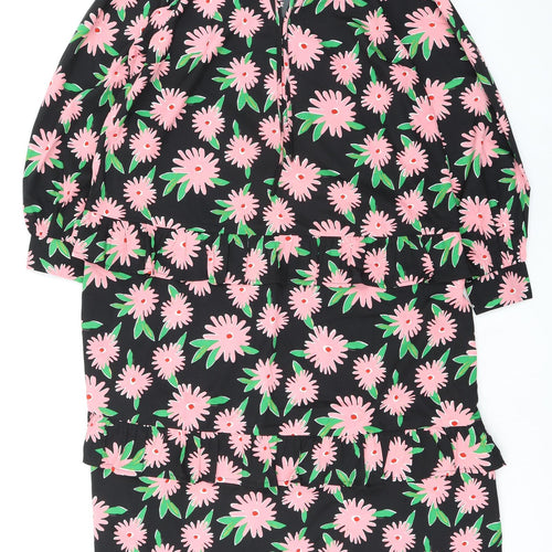 New Look Womens Multicoloured Floral Polyester Shift Size 14 Mock Neck Tie