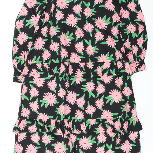 New Look Womens Multicoloured Floral Polyester Shift Size 14 Mock Neck Tie