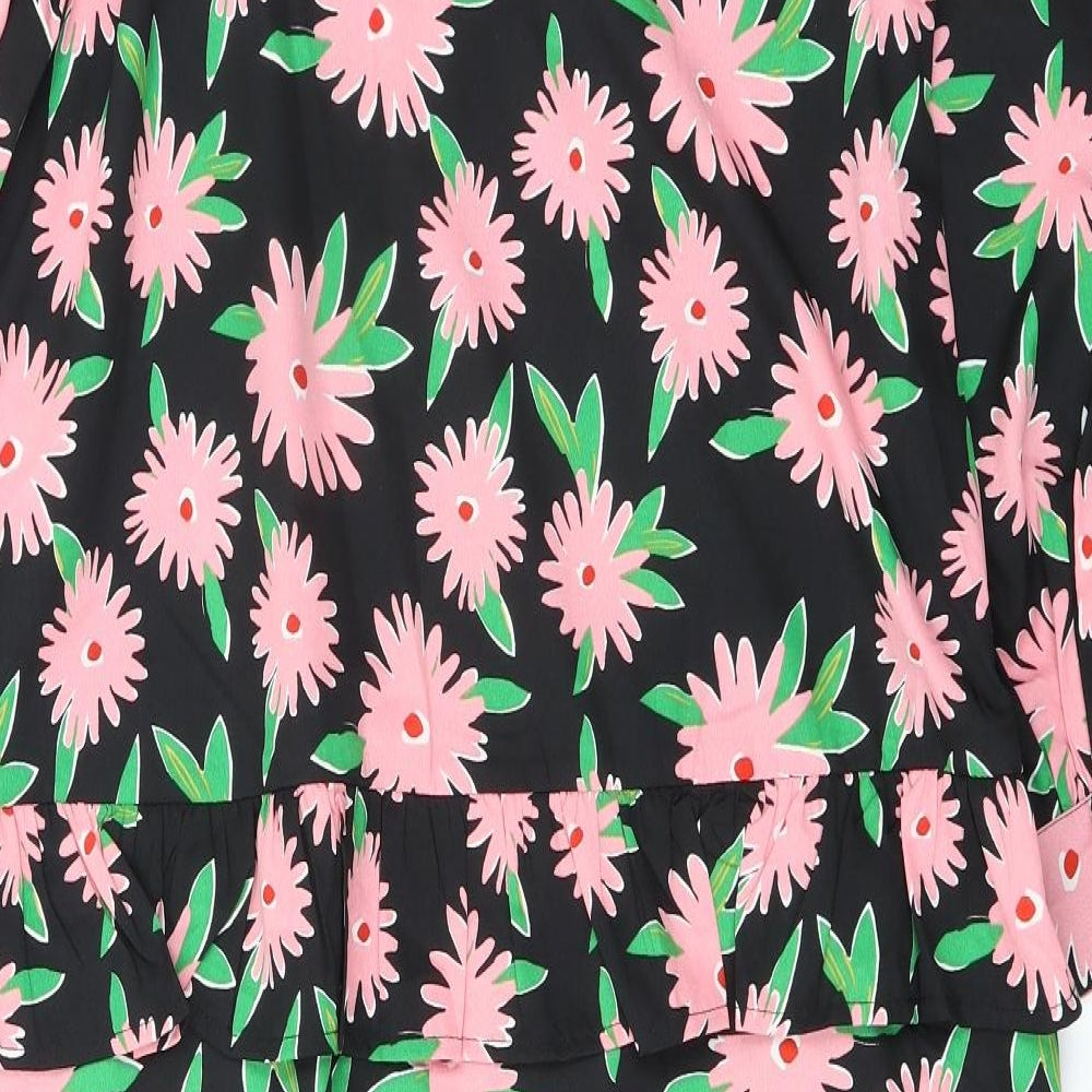 New Look Womens Multicoloured Floral Polyester Shift Size 14 Mock Neck Tie