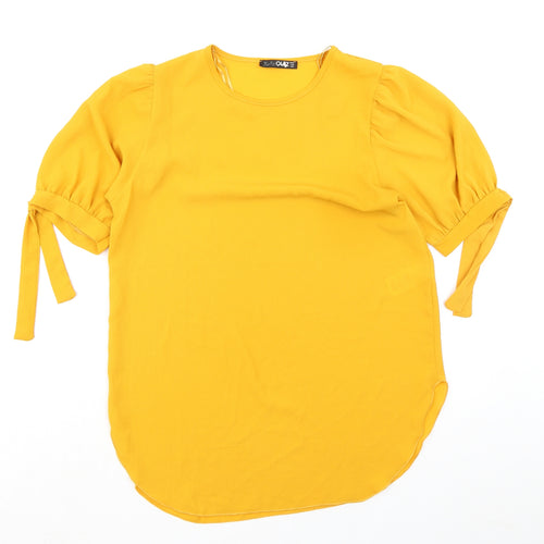 Quiz Womens Yellow Polyester Basic T-Shirt Size 10 Round Neck