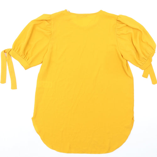Quiz Womens Yellow Polyester Basic T-Shirt Size 10 Round Neck