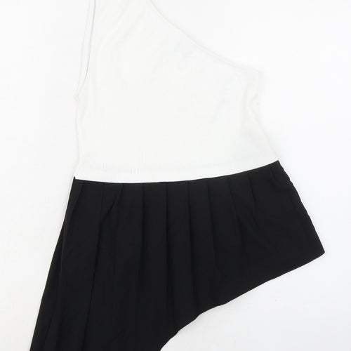 Zara Womens Black Polyester Basic Tank Size S Round Neck - Asymmetric