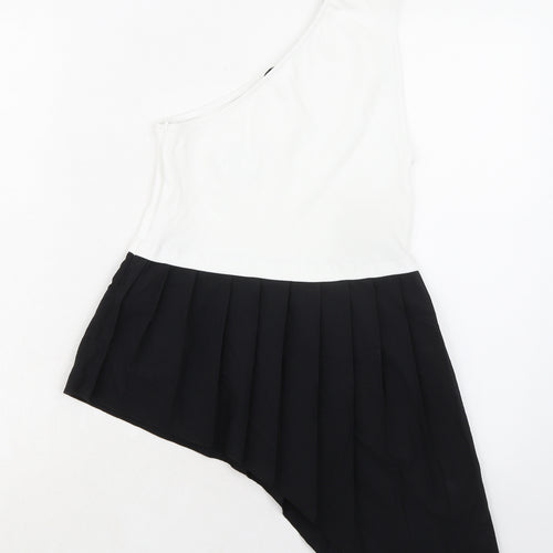 Zara Womens Black Polyester Basic Tank Size S Round Neck - Asymmetric