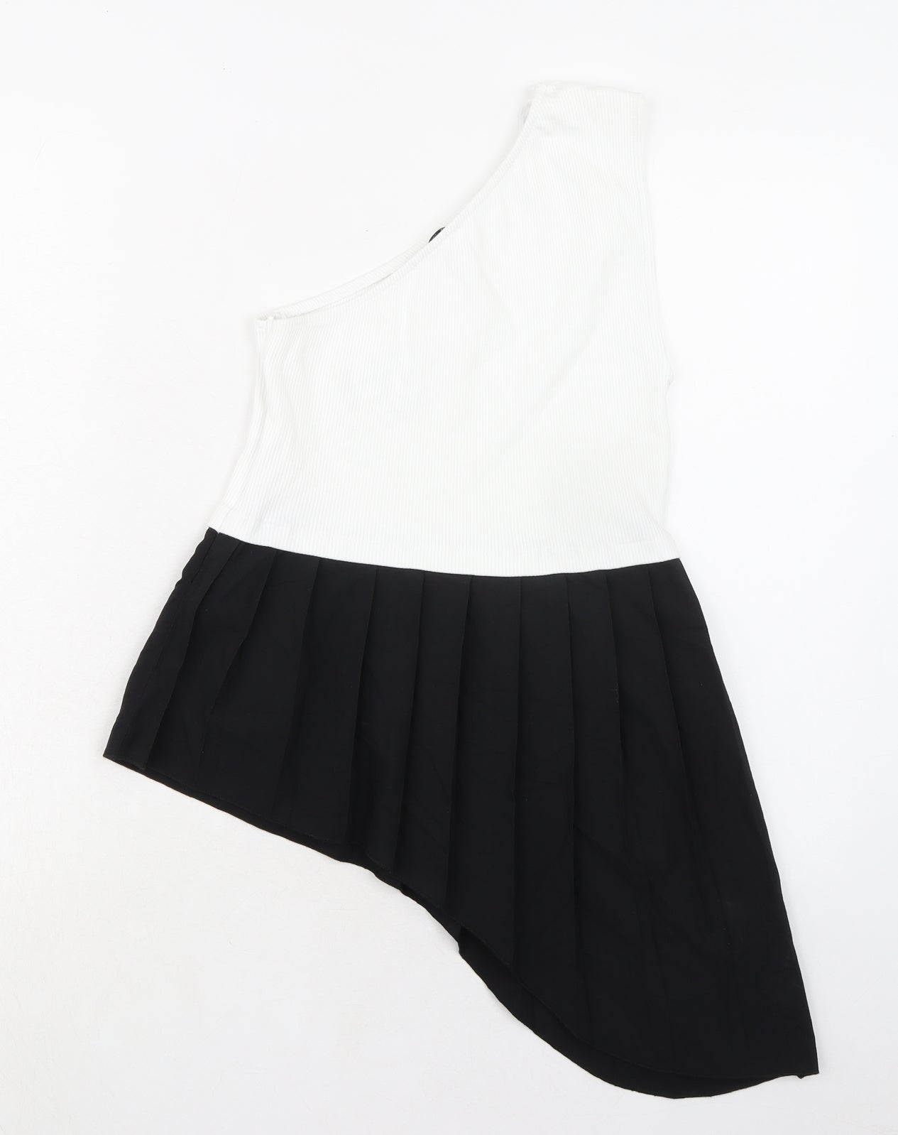Zara Womens Black Polyester Basic Tank Size S Round Neck - Asymmetric