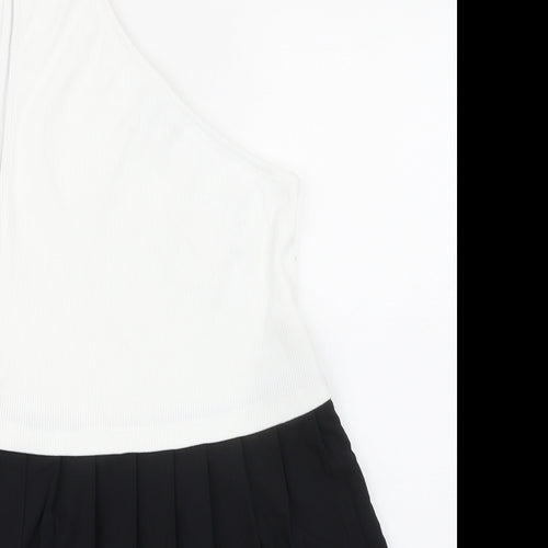 Zara Womens Black Polyester Basic Tank Size S Round Neck - Asymmetric