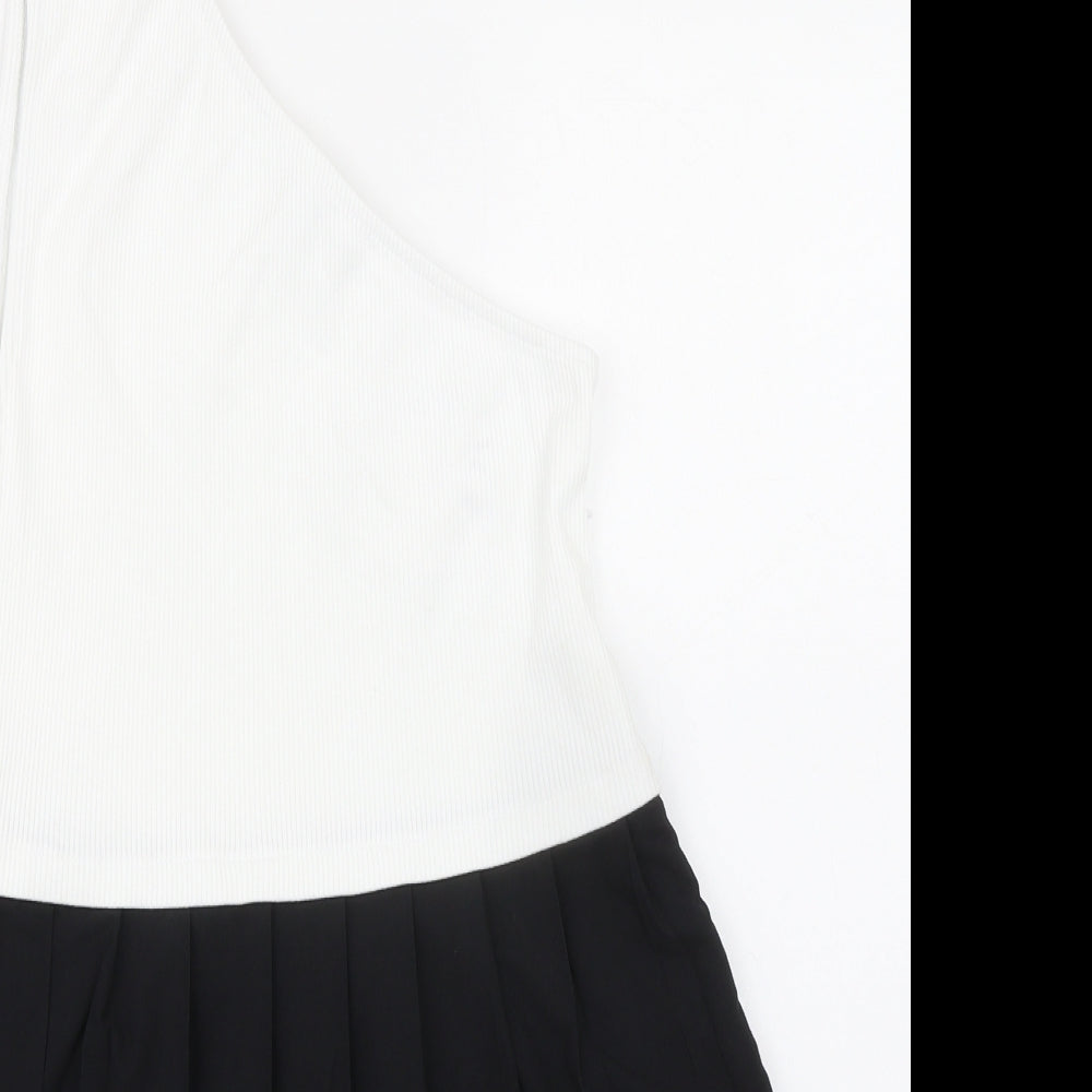 Zara Womens Black Polyester Basic Tank Size S Round Neck - Asymmetric