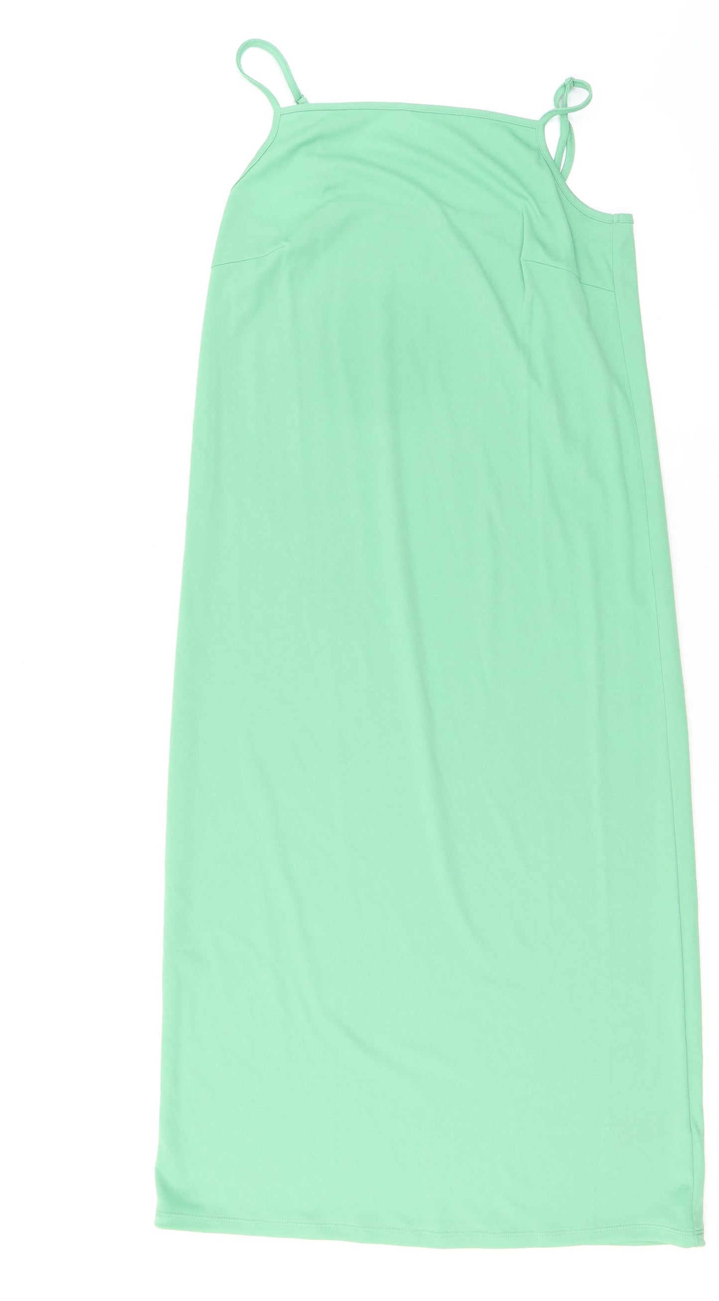 Marks and Spencer Womens Green Polyester Tank Dress Size 12 Square Neck Pullover