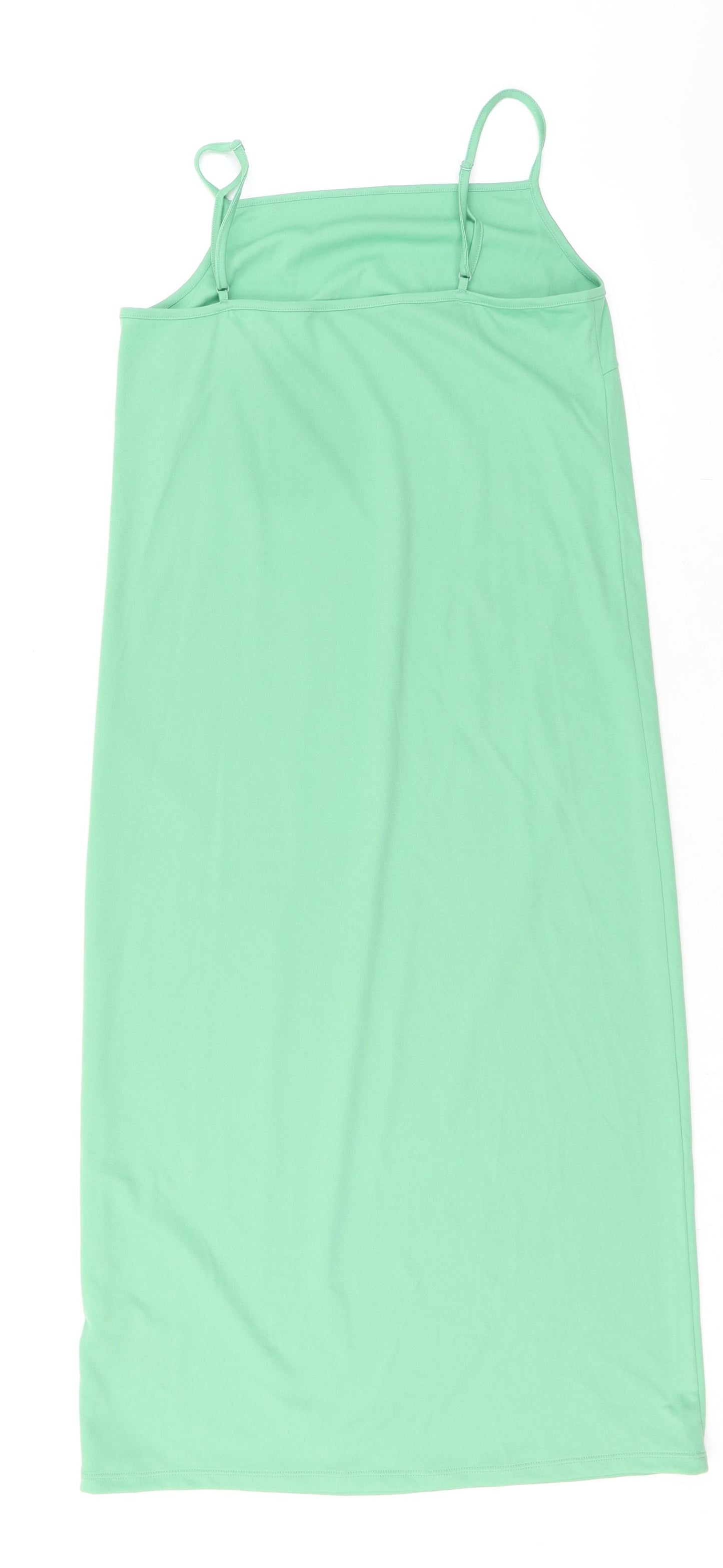 Marks and Spencer Womens Green Polyester Tank Dress Size 12 Square Neck Pullover