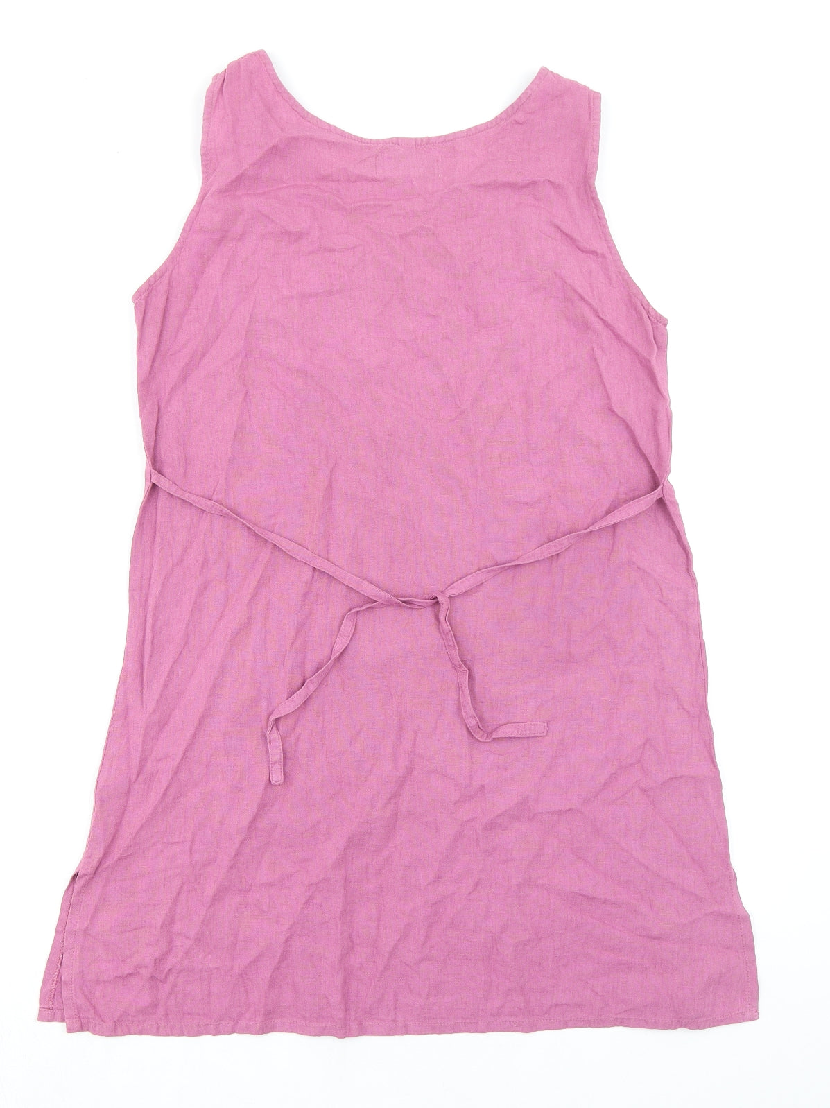 KOKOMARINA Womens Pink Linen Mini Size M Round Neck Pullover