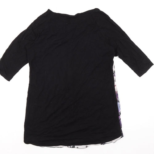Marks and Spencer Womens Multicoloured Floral Cupro Basic T-Shirt Size 14 Round Neck