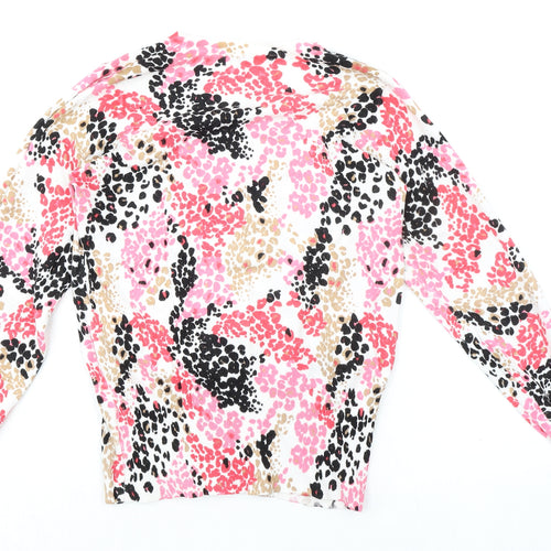 Marks and Spencer Womens Multicoloured Round Neck Geometric Viscose Pullover Jumper Size 8