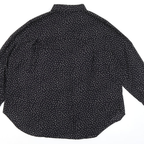 Marks and Spencer Womens Black Polka Dot Polyester Basic Button-Up Size 20 Collared