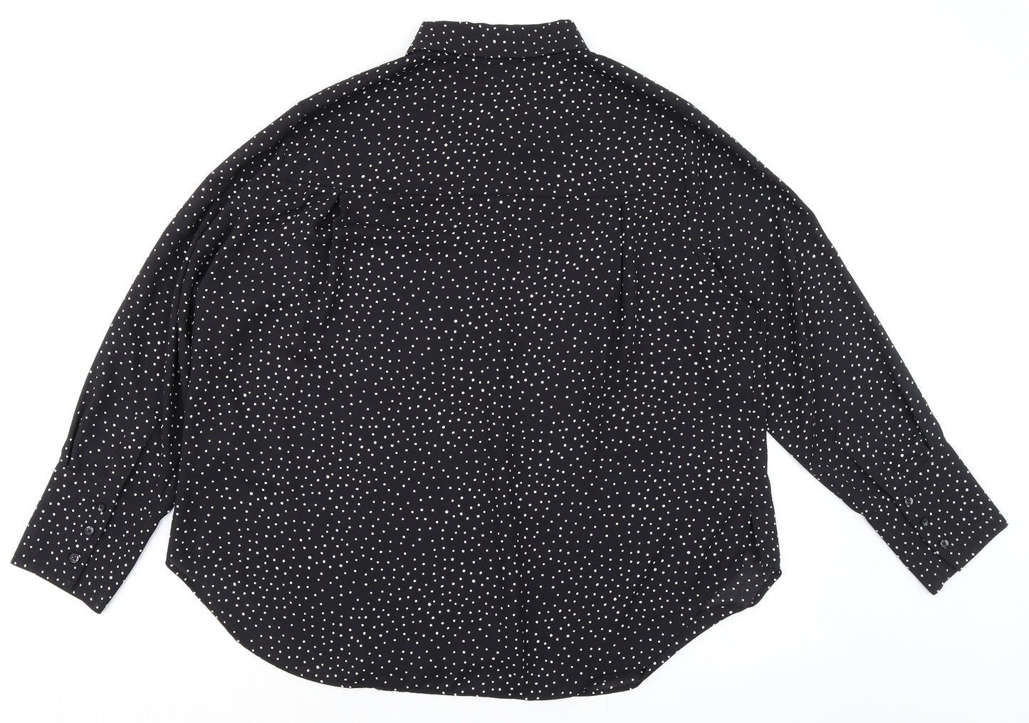 Marks and Spencer Womens Black Polka Dot Polyester Basic Button-Up Size 20 Collared