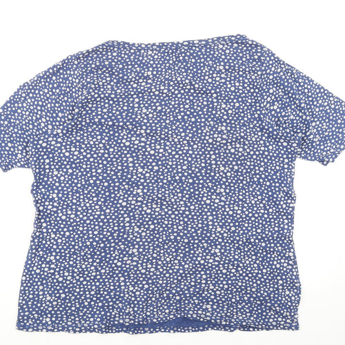 Marks and Spencer Womens Blue Geometric Polyester Basic T-Shirt Size XL Round Neck