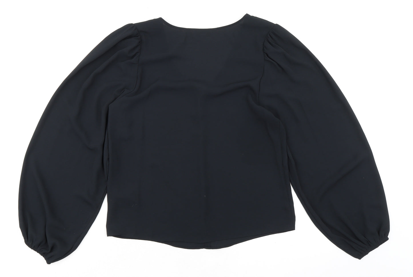 Marks and Spencer Womens Black Polyester Basic Blouse Size 8 V-Neck