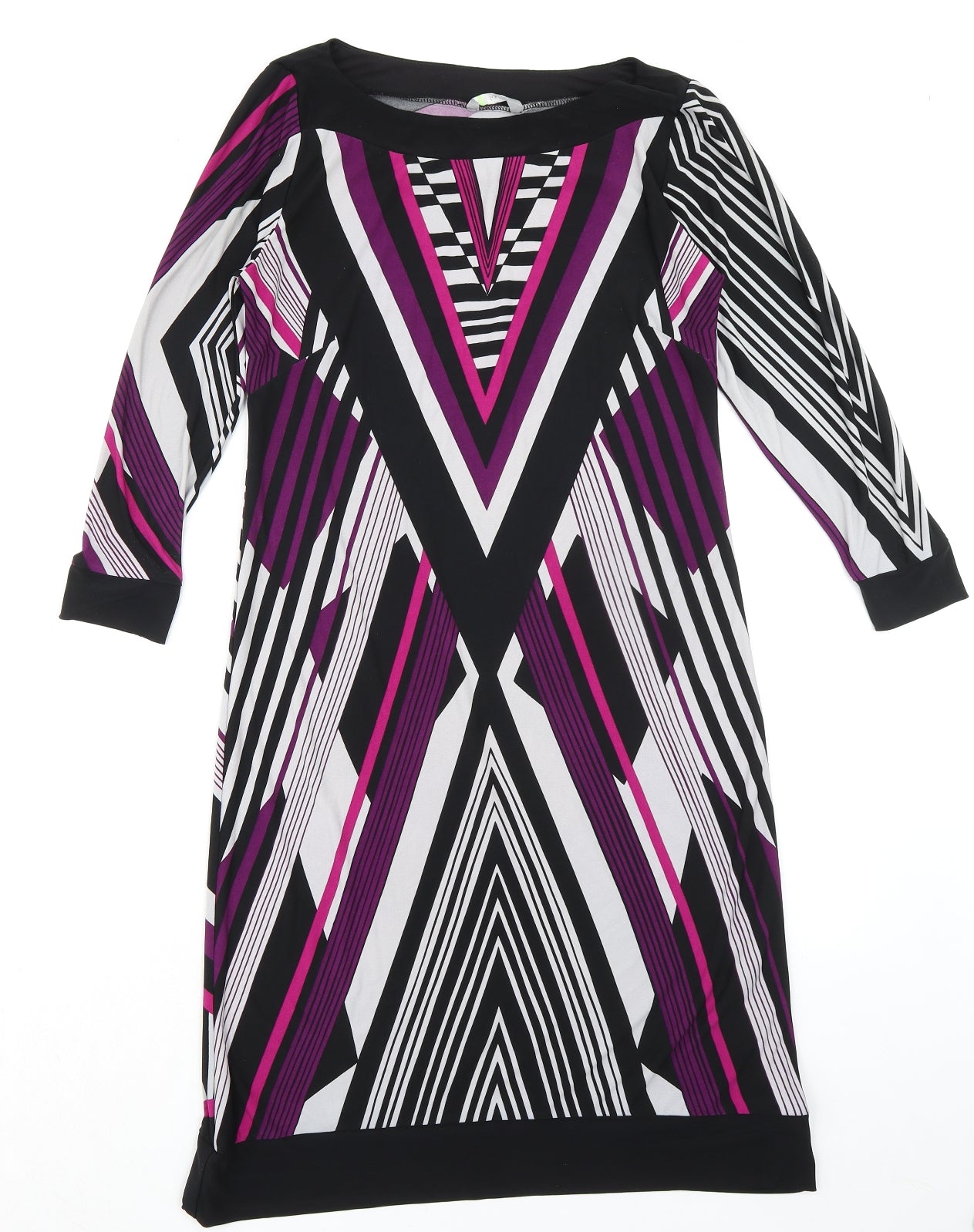 Marks and Spencer Womens Multicoloured Geometric Polyester Shift Size 8 Boat Neck Pullover