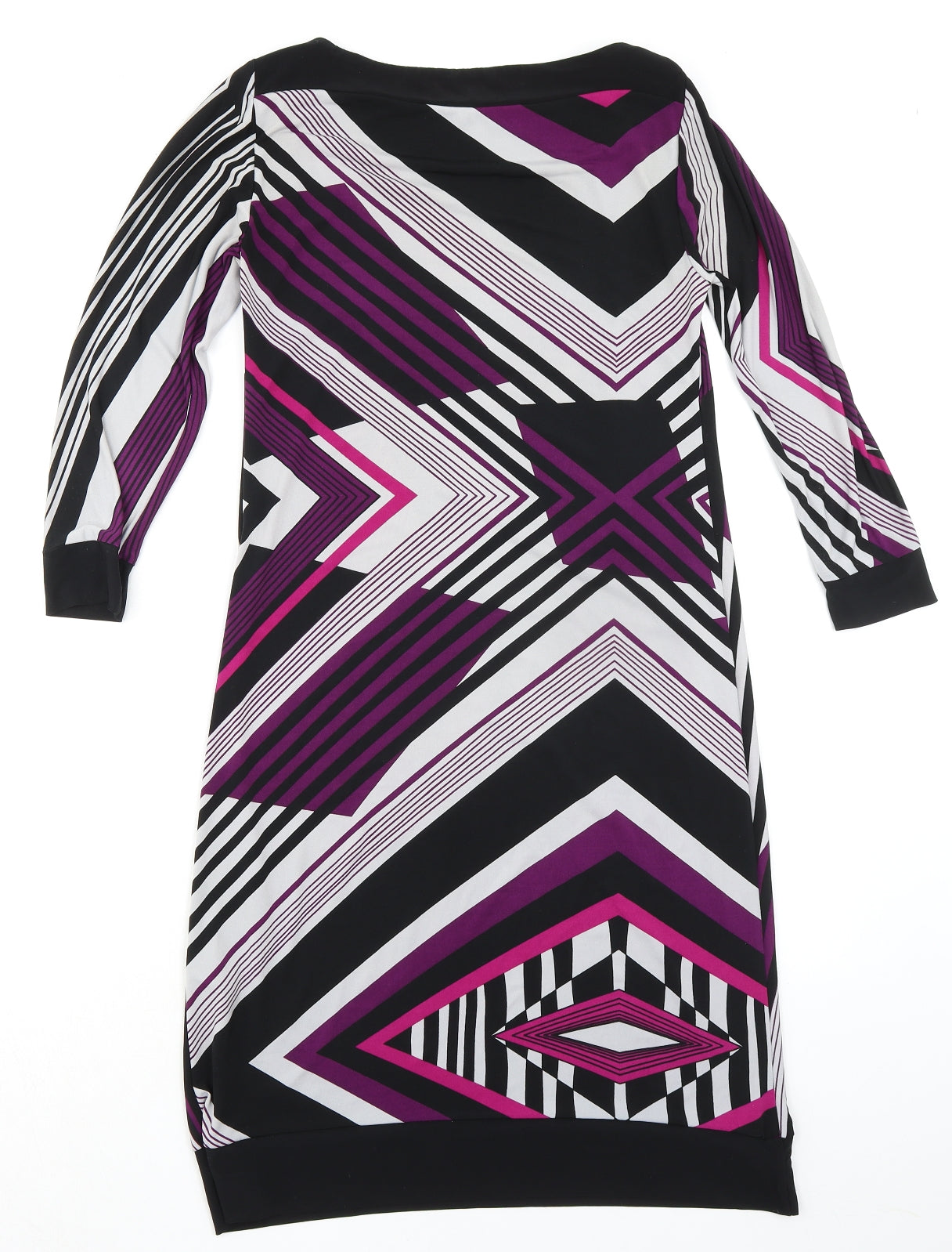 Marks and Spencer Womens Multicoloured Geometric Polyester Shift Size 8 Boat Neck Pullover