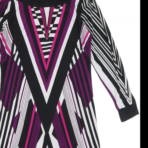 Marks and Spencer Womens Multicoloured Geometric Polyester Shift Size 8 Boat Neck Pullover