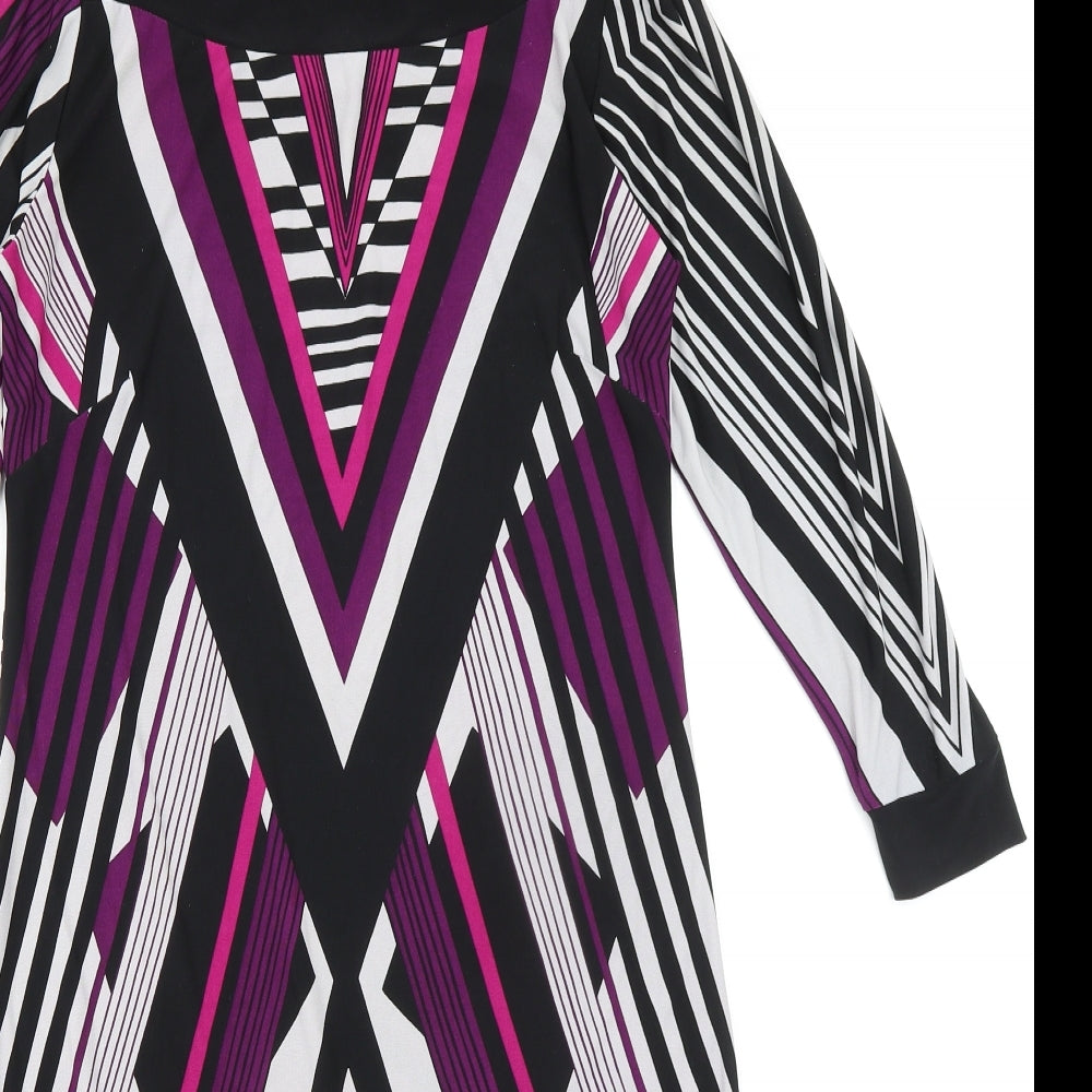 Marks and Spencer Womens Multicoloured Geometric Polyester Shift Size 8 Boat Neck Pullover