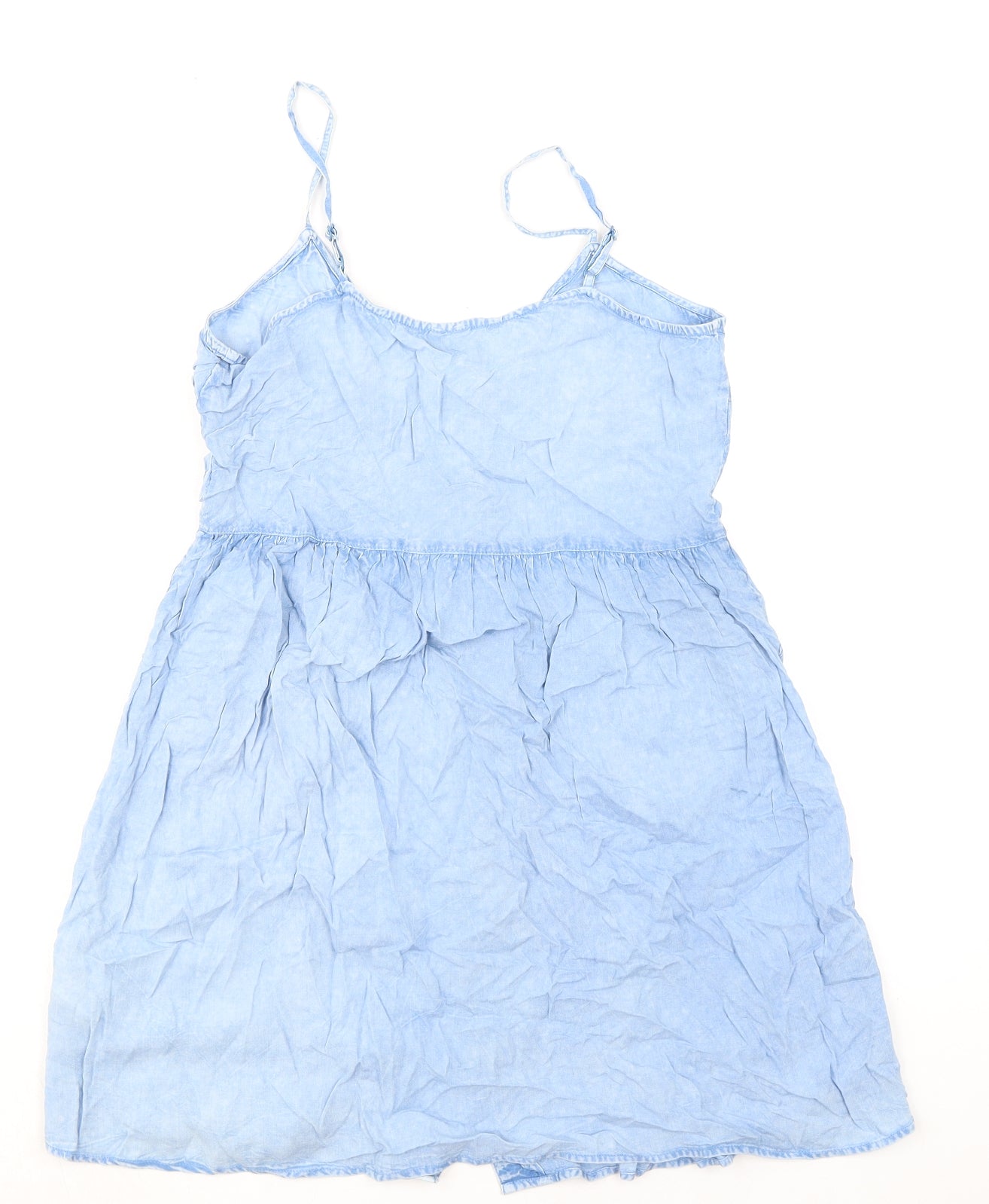 Influence Womens Blue Viscose Tank Dress Size 10 V-Neck Button