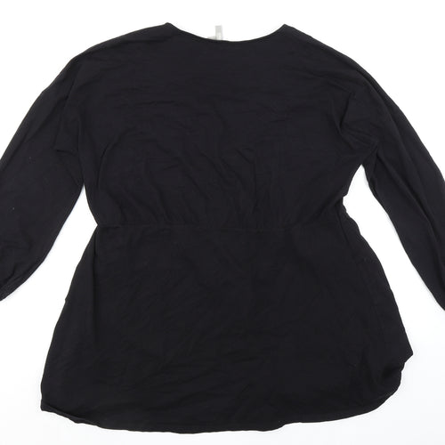 ASOS Womens Black 100% Cotton A-Line Size 16 V-Neck Button