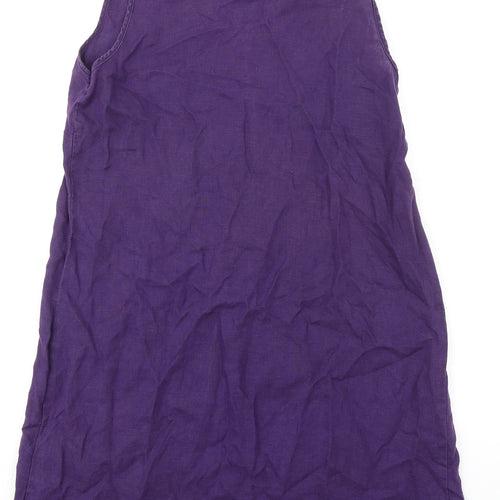 Mistral Womens Purple Linen A-Line Size 12 Scoop Neck Pullover